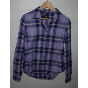 Flylow Purple Plaid Button‑Down Women's M Long Sleeve Performance Shirt – Used
